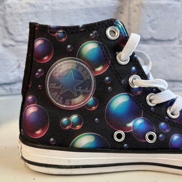 ✨ Converse Chuck Taylor All Star Youth High Tops | Iridescent Bubble Print | 3Y - Picture 8 of 11
